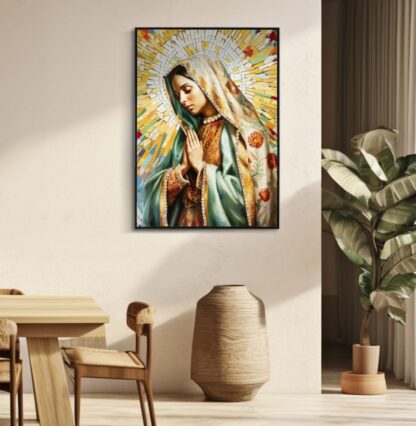 DIPINTO SU TELA LACCATO MADONNA -A- C/CORNICE CM 72X4X102 - immagine 6