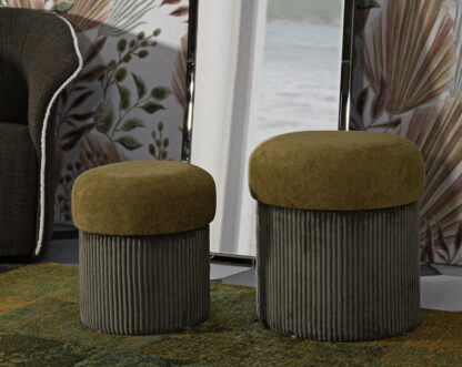 PUFF C/CONTENITORE ASPEN VERDE SET 2 PZ CM Ø 42X44-35X37 - immagine 7