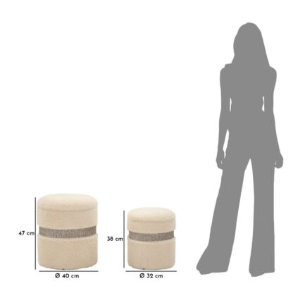 PUFF C/CONTENITORE SAINT-MORITZ CREMA SET 2 PZ CM Ø 40X47-32X38 - immagine 10