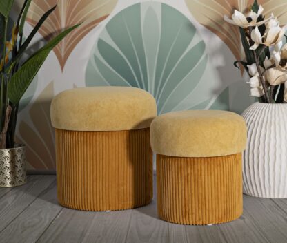 PUFF C/CONTENITORE ASPEN SENAPE SET 2 PZ CM Ø 42X44-35X37 - immagine 7