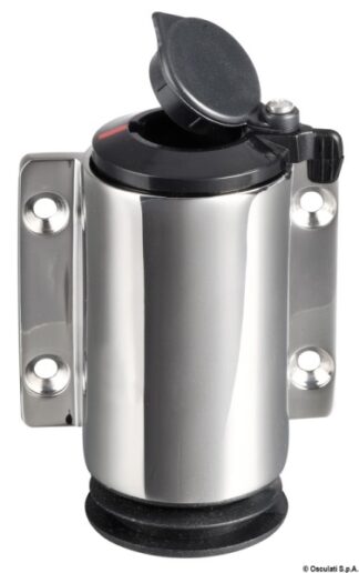 Basetta a parete inox cappuccio nero 2 contatti 11.000.14 Osculati