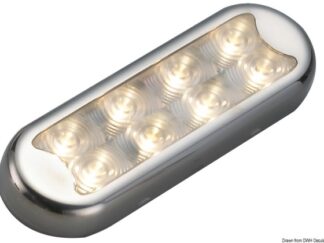 Plafoniera Bimini inox compatta a 8 LED  fondo piatto, senza interruttore 13.525.01 Osculati
