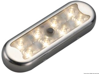 Plafoniera Bimini inox compatta a 8 LED fondo piatto, con interruttore 13.525.02 Osculati