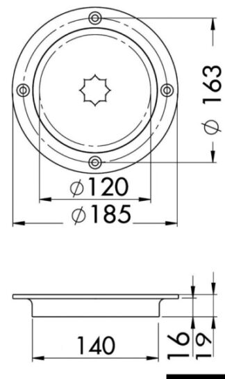 Botola ispezione AISI 316 passaggio 120 mm 20.100.40 Osculati