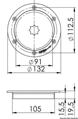 Botola ispezione AISI 316 passaggio 91 mm 20.103.50 Osculati