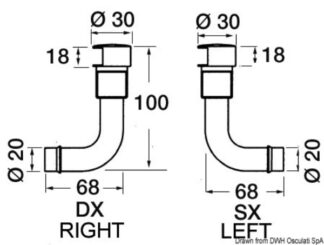 Sfiato ottone cromato 90° 16 mm destro 20.287.91 Osculati