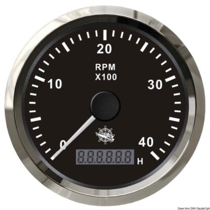 Contagiri 0-4000 RPM nero/lucida 27.326.02 Osculati
