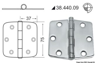 Cerniera inox 74x75 mm 38.440.09 Osculati
