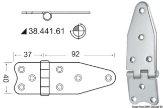 Cerniera nodo rovesc. 129x40 mm 38.441.61 Osculati