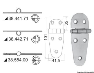 Cerniera inox 101x41,5 mm 38.441.71 Osculati