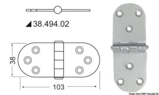 Cerniera inox 103x38 mm sporgente 38.494.02 Osculati