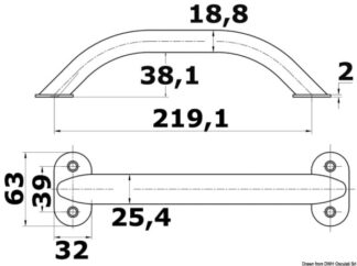 Handrail 8-5/8" (oval bracket) ss304 41.911.09 Osculati