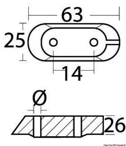 Anodo magnesio cavalletto Yamaha 4/70 HP 43.260.45 Tecnoseal