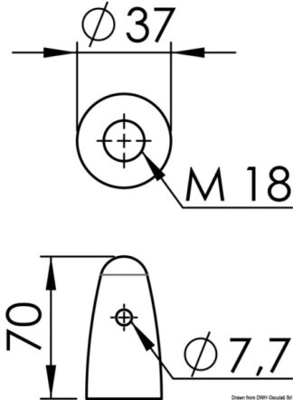 Ogiva zinco per elica Ø 22/25/30 mm 43.513.00 Tecnoseal