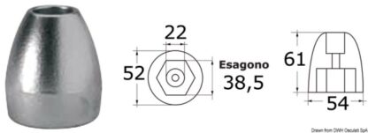 Anodo magnesio ogiva Bravo III 43.966.52 Tecnoseal