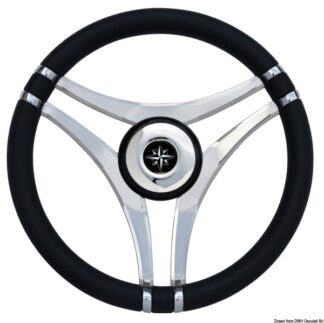 Volante IMPACT nero Ø 350 mm con razze acciaio 45.141.01 Osculati