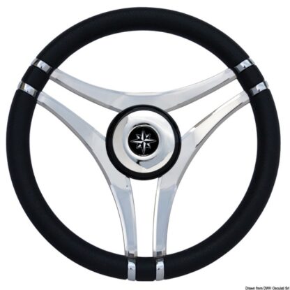 Volante IMPACT nero Ø 350 mm con razze acciaio 45.141.01 Osculati