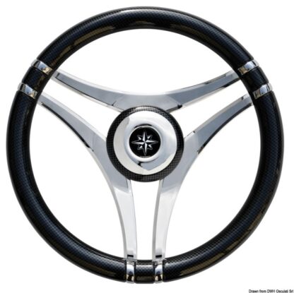 Volante IMPACT carbon look Ø 350 mm razze acciaio 45.141.04 Osculati