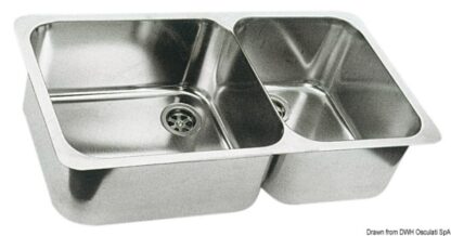 Lavello doppio 600 x 320 mm inox 50.186.80 Osculati