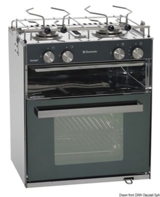 Cucina con forno a gas Smev Sunlight Slim 2 fuochi 50.366.22 Dometic