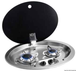 Piano cottura inox 2 fuochi 510 x 390 mm 50.801.01 Can