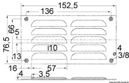 Griglia areazione inox 76 x 152 mm 53.021.05 Osculati