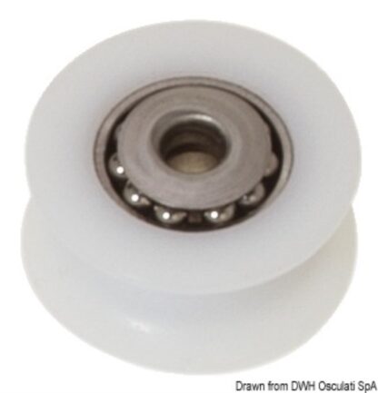 Puleggia in delrin su sfere inox mm 20 Ø 8 55.244.01 Viadana