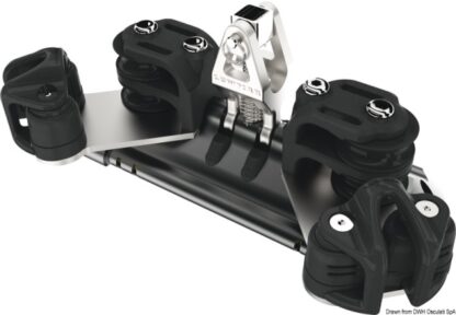 Carrello randa 1 supporto verticale pulegge doppie con strozzatore 68.725.01 Lewmar
