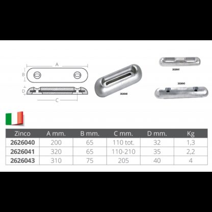TECNOSEAL Anodi di Protezione ANODO SUNSEEKER MM.200x65x32h - immagine 2