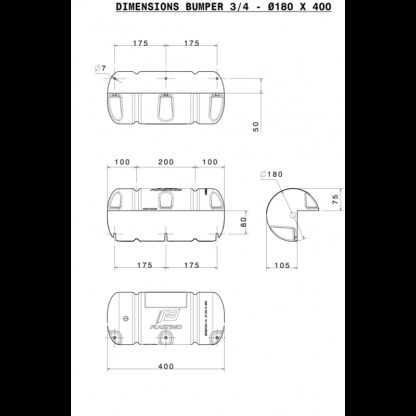 PLASTIMO Profili per Pontili, Banchine, Pali BUMPER DRITTO BIANCO Ø CM.18 X 40 - immagine 2