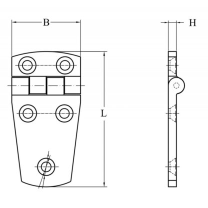 Cerniere Inox Spessore + mm.2 CERNIERA INOX  MM.57x38 - immagine 2