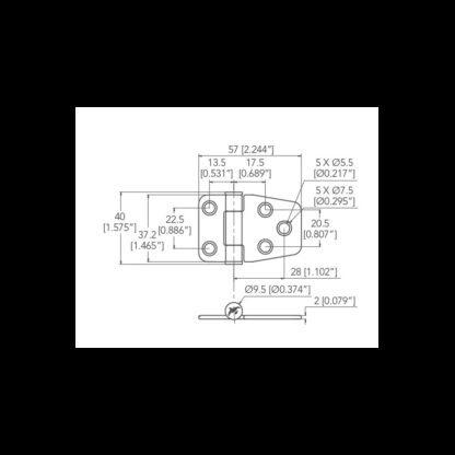 MARINE TOWN Cerniere Frizionate CERNIERA INOX CON FRIZIONE MM.37X57 - immagine 2