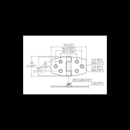 MARINE TOWN Cerniere Frizionate CERNIERA INOX CON FRIZIONE MM.40X76 - immagine 2