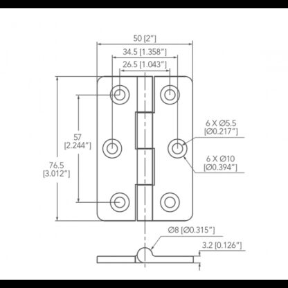 MARINE TOWN Cerniere Inox Spessore + mm.2 CERNIERA INOX MM 50x76,5 - immagine 2