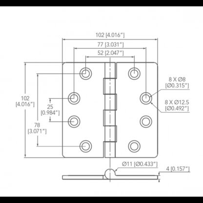 MARINE TOWN Cerniere Inox Spessore + mm.2 CERNIERA INOX MM 102x102 - immagine 2