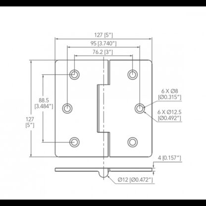 MARINE TOWN Cerniere Inox Spessore + mm.2 CERNIERA INOX MM 127x127 - immagine 2