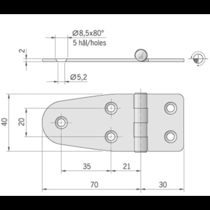 ROCA Cerniere Inox Spessore mm.2 CERNIERA INOX MM.100X40 - immagine 2