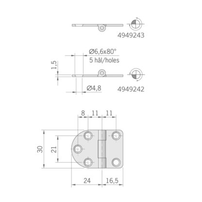 ROCA Cerniere Inox Spessore mm.2 CERNIERA INOX MM.40X30 STANDARD - immagine 2