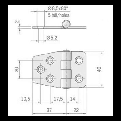 ROCA Cerniere Inox Spessore mm.2 CERNIERA INOX MM.59X40 - immagine 2