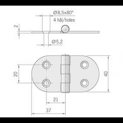 ROCA Cerniere Inox Spessore mm.2 CERNIERA INOX MM.74X39 ROVESCIATA - immagine 2