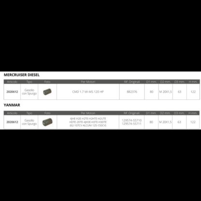 Filtri per Motori Mercruiser Diesel FILTRO GAS. MERCRUISER-YANMAR - immagine 3