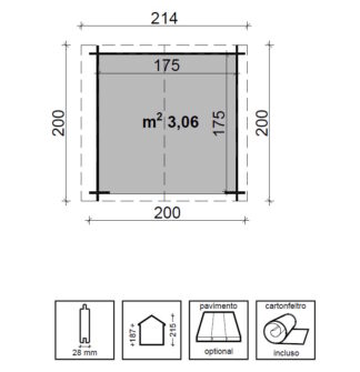 CASETTE IN ABETE GREZZO CASETTA GILDA CM 200X200
