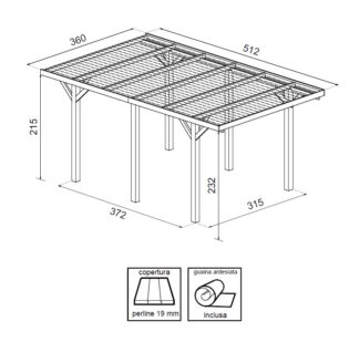 PERGOLE GAZEBO E CARPORT CARPORT SINGOLO CON COPERTURA