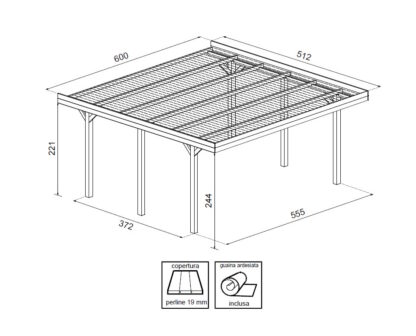 PERGOLE GAZEBO E CARPORT CARPORT DOPPIO CON COPERTURA - immagine 2