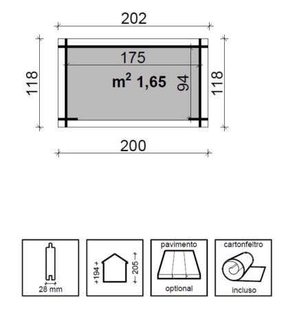 CASETTE IN ABETE GREZZO CASETTA PATTY CM 200X118 - immagine 2