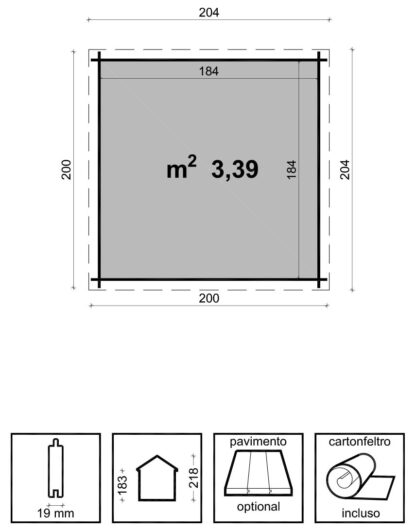 CASETTE IN ABETE GREZZO CASETTA BIRBA 200X200 - immagine 16