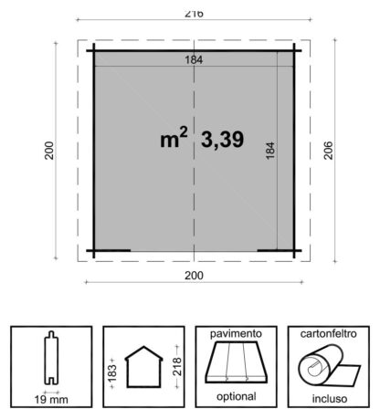 CASETTE IN ABETE GREZZO CASETTA GIULIA CM. 200X200 - immagine 6