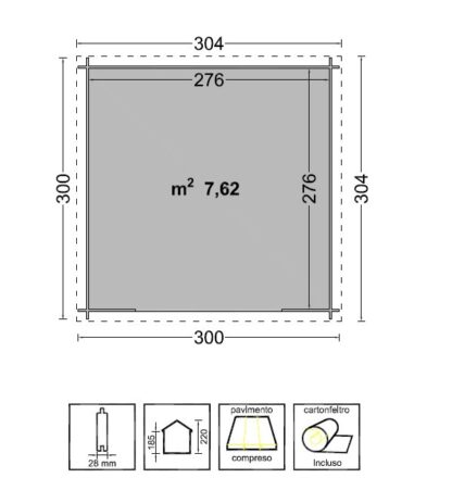 CASETTE IN ABETE GREZZO CASETTA ASIA CM 300X300 - immagine 2