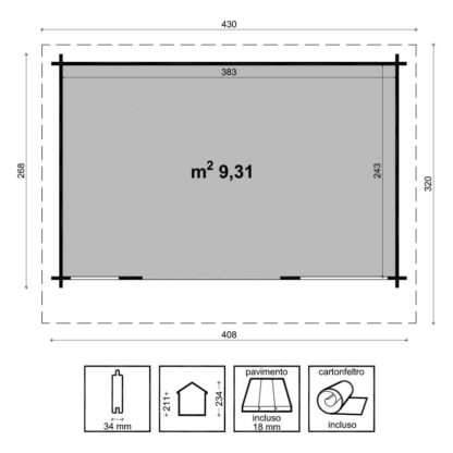 CASETTE IN ABETE GREZZO CASETTA CARLA CM 408X268 - immagine 2