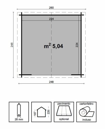 CASETTE IN ABETE GREZZO CASETTA NOEMI CM 250x250 - immagine 2